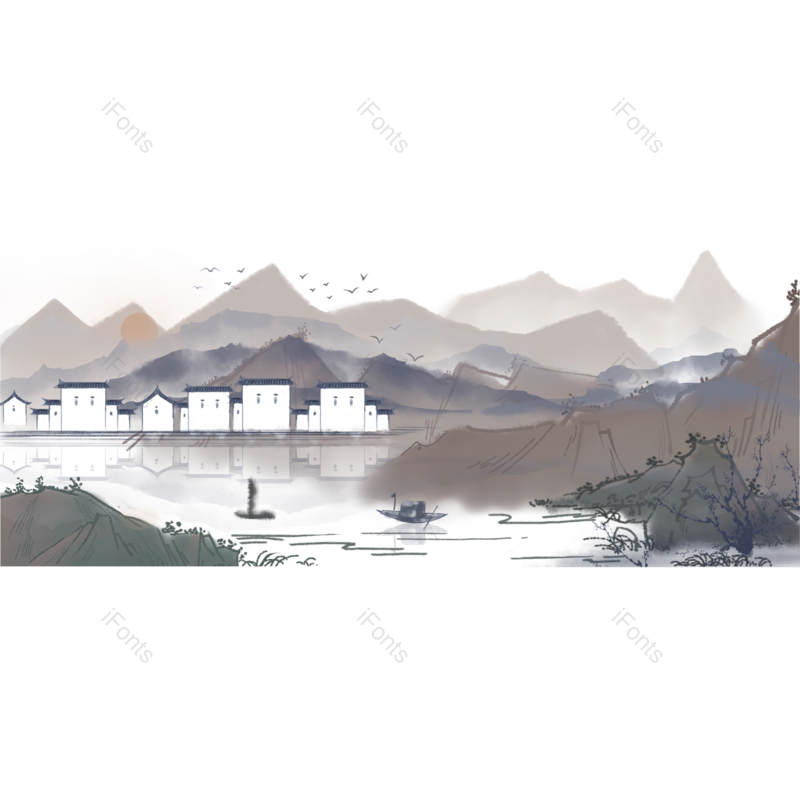 水墨图片,元素,PNG,免抠素材